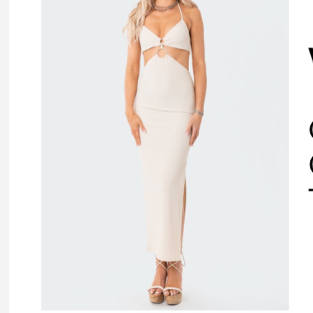 Edikted Cream Cutout Maxi Dress